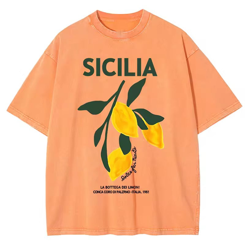 SICILIA – Oversized cotton T-shirt with lemon print