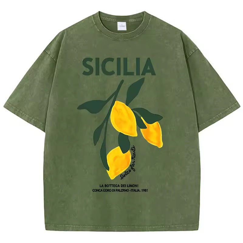 SICILIA – Oversized cotton T-shirt with lemon print