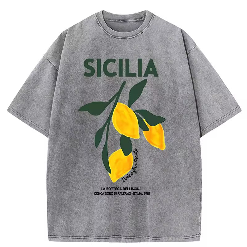 SICILIA – Oversized cotton T-shirt with lemon print