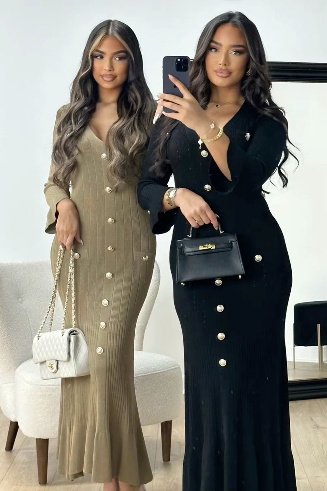 THERESSA – Knitted dress with flare sleeves