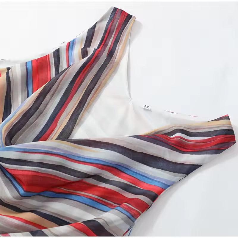 ZEPHYRA – Drapiertes Streifen-Maxikleid