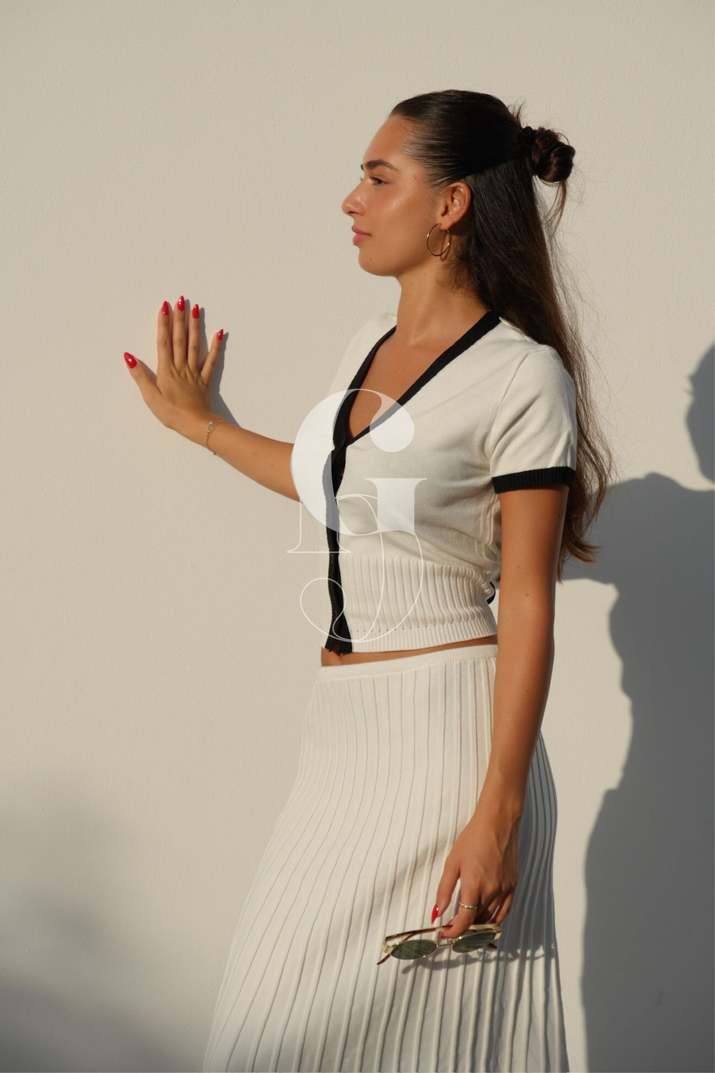 VIVIAN - Combi-set pleated skirt &amp; short-sleeved crop top