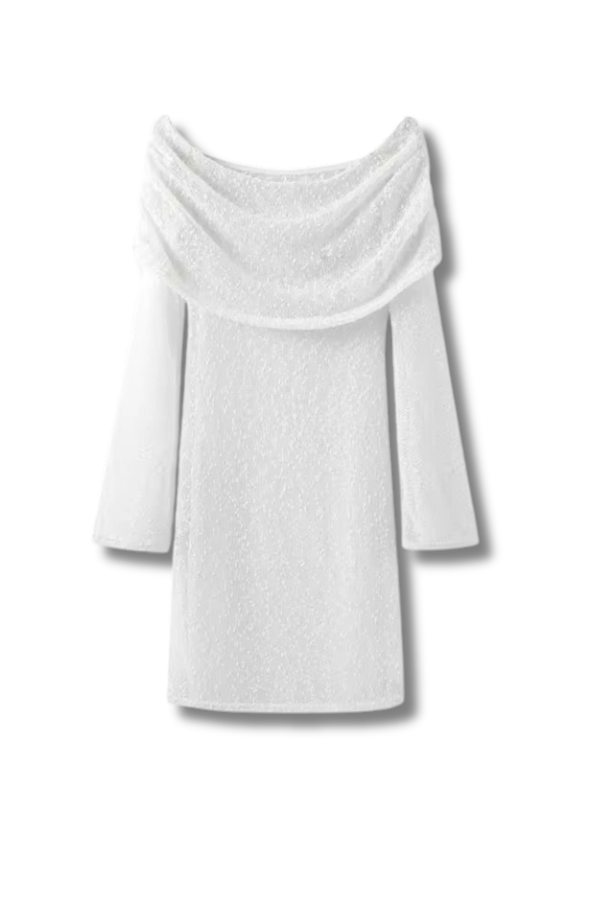 KELLY - Mini knitted dress with Carmen neckline