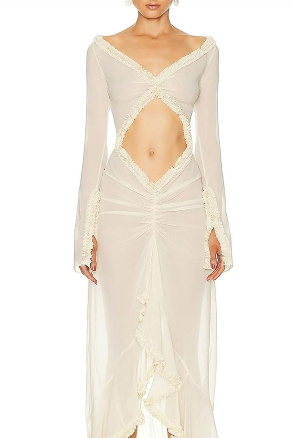 KENJE - Long sleeve dress with ruffle details