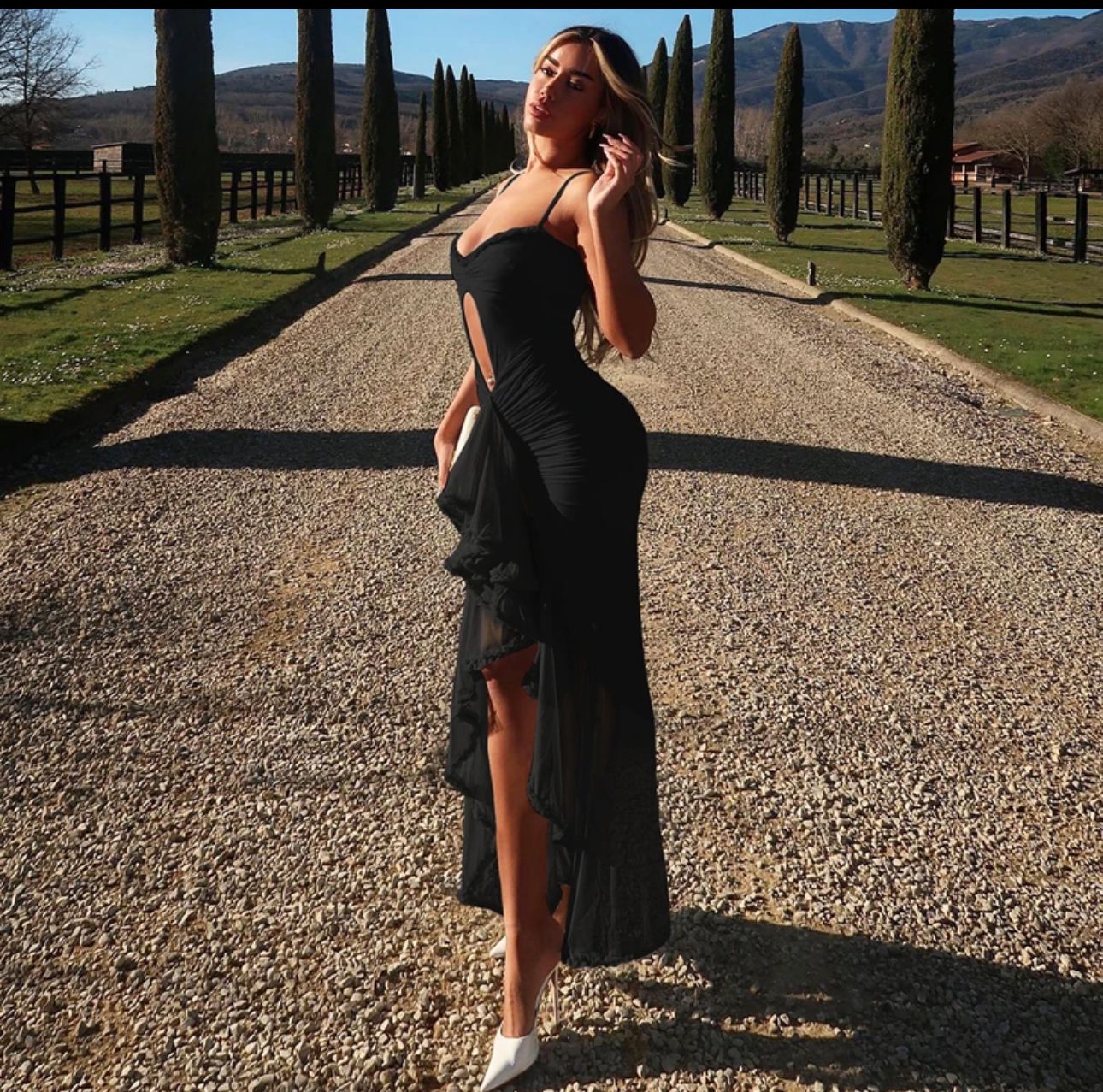 WENDY - ruffled spaghetti strap dress