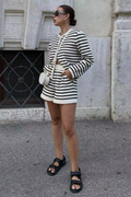 DIANA combo set - striped knitted shorts and jacket