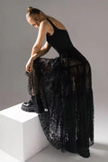 JENN - High-waisted lace skirt in black