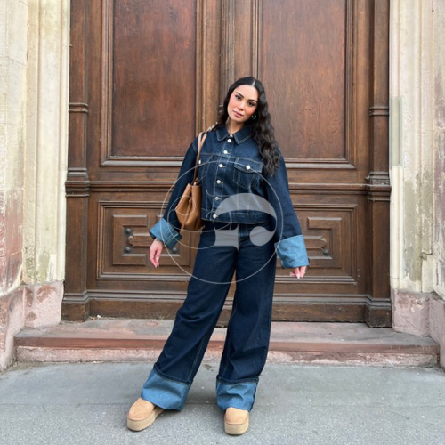 JEANY - Denim Look Combo Set - Denim Jacket &amp; Trousers